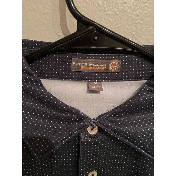 Peter Millar Summer Comfort Mens Medium New BlackPolka Dot Print Pattern - Picture 3 of 8